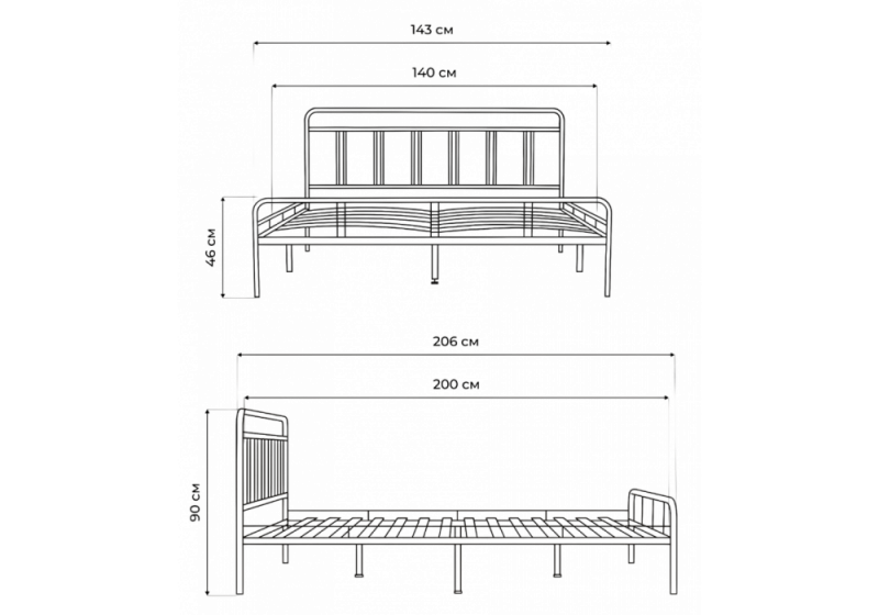 Кровать Рейк 140х200 черная (143)