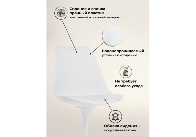 Стул на металлокаркасе Tulip white (49,5x52x83)