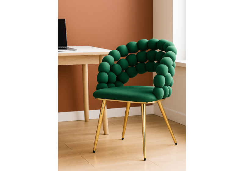 Стул на металлокаркасе Ball green / gold (61x60x81)