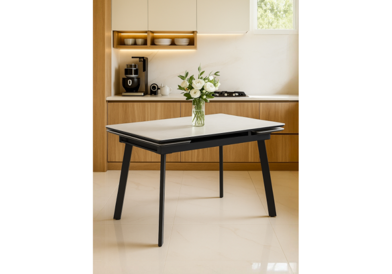 Керамический стол Норман 140(200)х80 carmen light grey / черный (80x75)