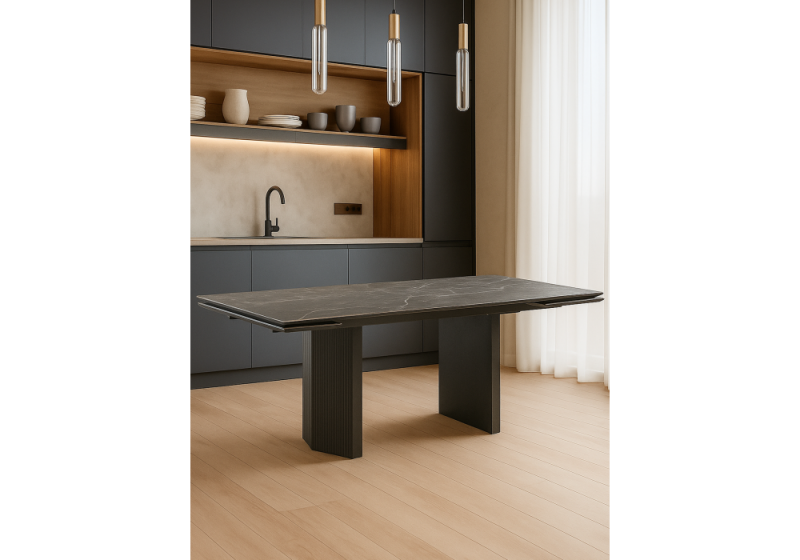 Керамический стол Монерон 180x90 nero marquina / черный (90x77)
